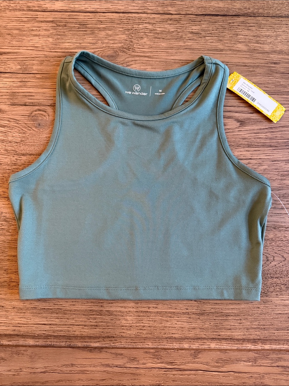 NWT We Wander Girls' Olive Green Racerback Crop Tank